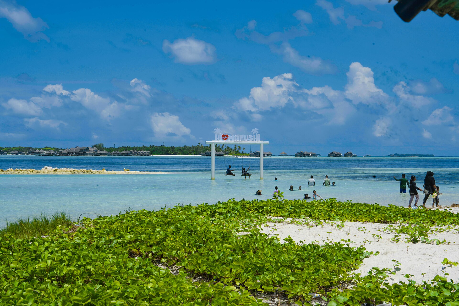 Une plage locale de Himmafushi, dans l’atoll de Malé Nord