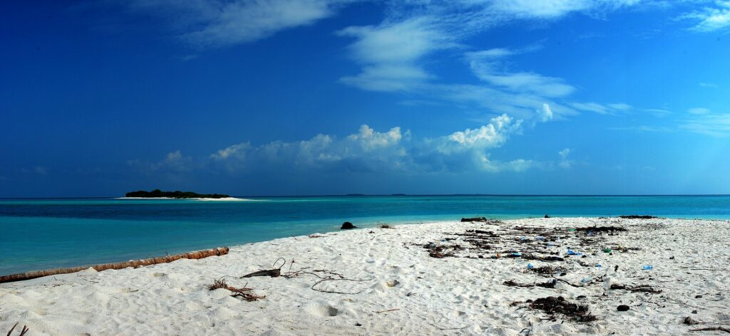Beach and lagoon at Mathiveri, North Ari Atoll